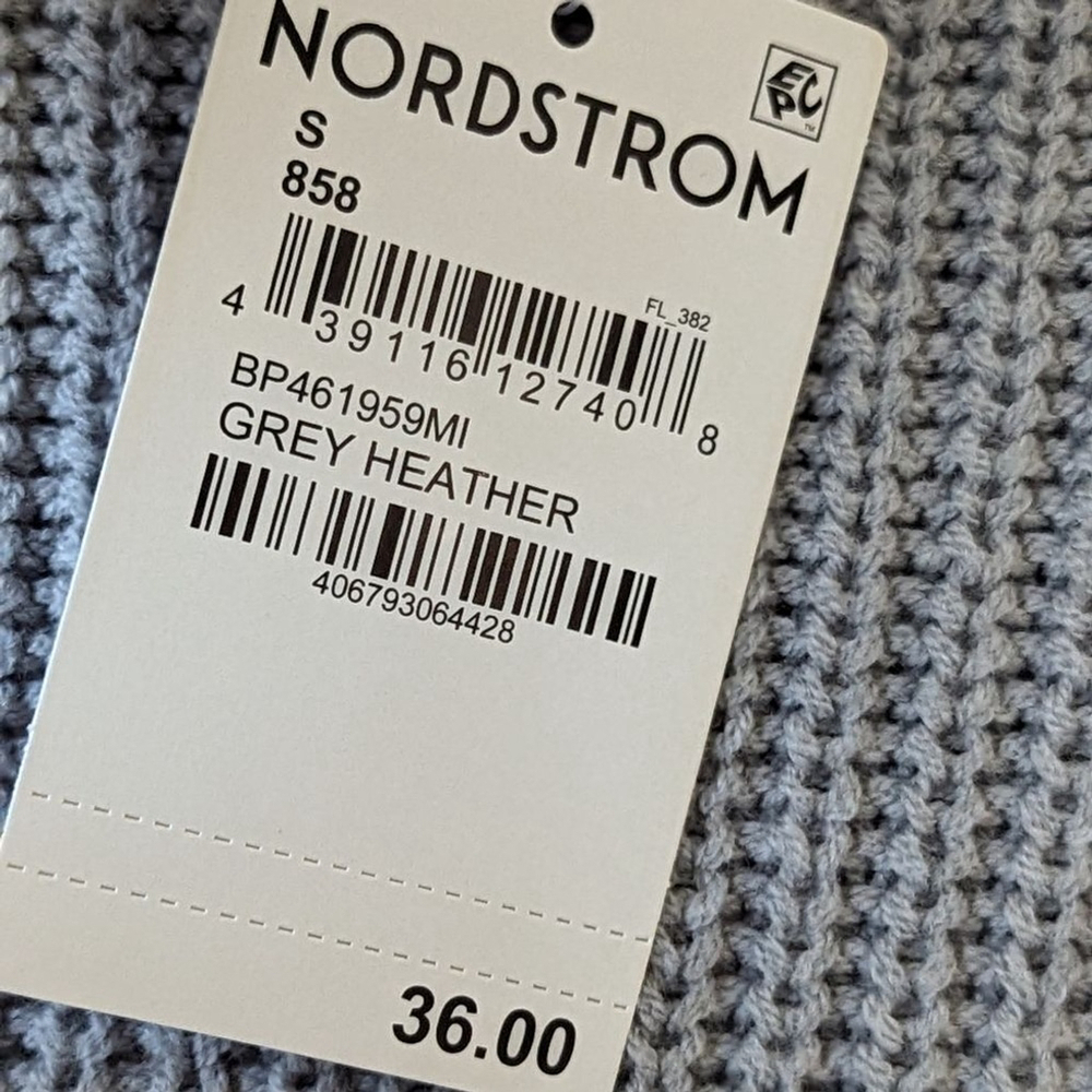 Bp Nordstrom Cleo Crop Crew Neck Sweater in Heather Gray NWT - Picture 5 of 6